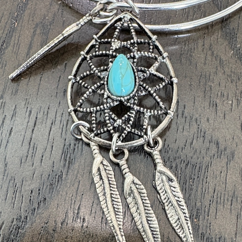 Turquoise Dreamcatcher Silver Bracelet - Picture 2 of 4